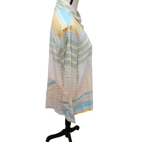 J. Jill 100% Silk Striped Button Up Top. Size L. - Picture 2 of 9